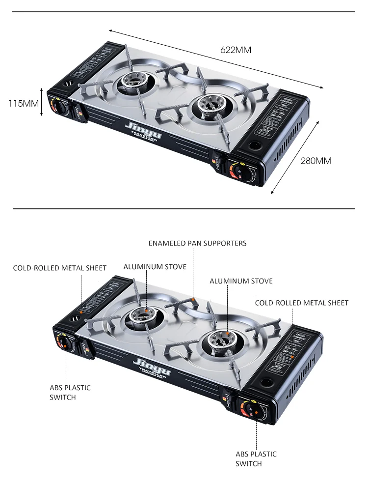 2 Burner Outdoor Portable Camping Gas Stove Tents Use Stove Cooktops