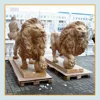 100% Hand carved garden marble animal statue stone lion sculpture with ball