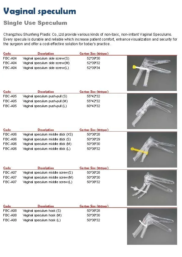 Plastic Vaginal Speculum Cusco Type Sizes Ce Iso Buy Vaginal Speculum