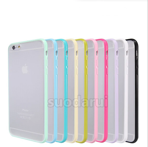 TPU pc clear matte back case for iphone 6 bumper hard case Mix colors