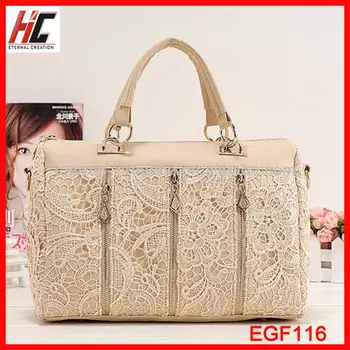 China Aliexpress Hot Sale Women&#39;s Beige Lace Handbag Vintage Shoulder Bags Messenger Bag Female ...
