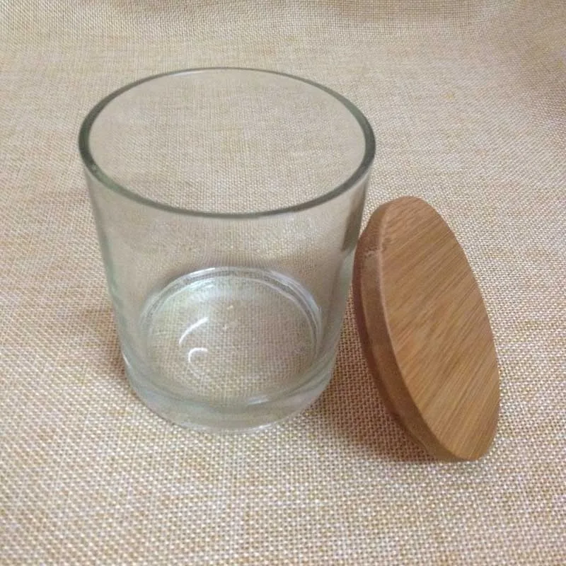 Wood/bamboo Lids Glass Candle Cups Candleholder Decorative Gift 200ml ...