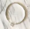 Silver round bead toggle charm bracelet