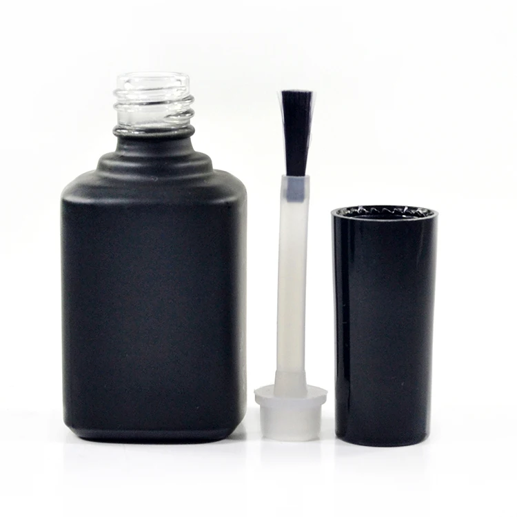 Wholesale Fancy Empty Uv Gel Square Mini Clear Black 15ml Nail Polish Glass Bottle With Brush