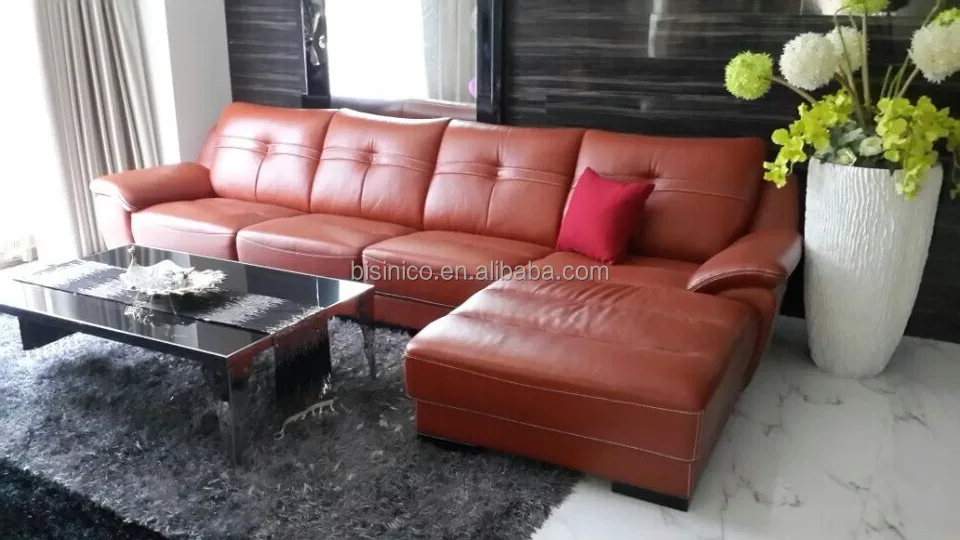 L Shaped Sectional Couch With Sofa Bed Sleeper Modern Contemporary Furniture Genuine Leather Corner Set