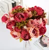 13 heads European-style Core-wrapped Flowers Peony Home Wedding Upgraded Version of Cross-border Western Rose artificial Flowers