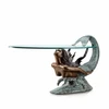 Women bronze mermaid sculpture coffee table with metal base