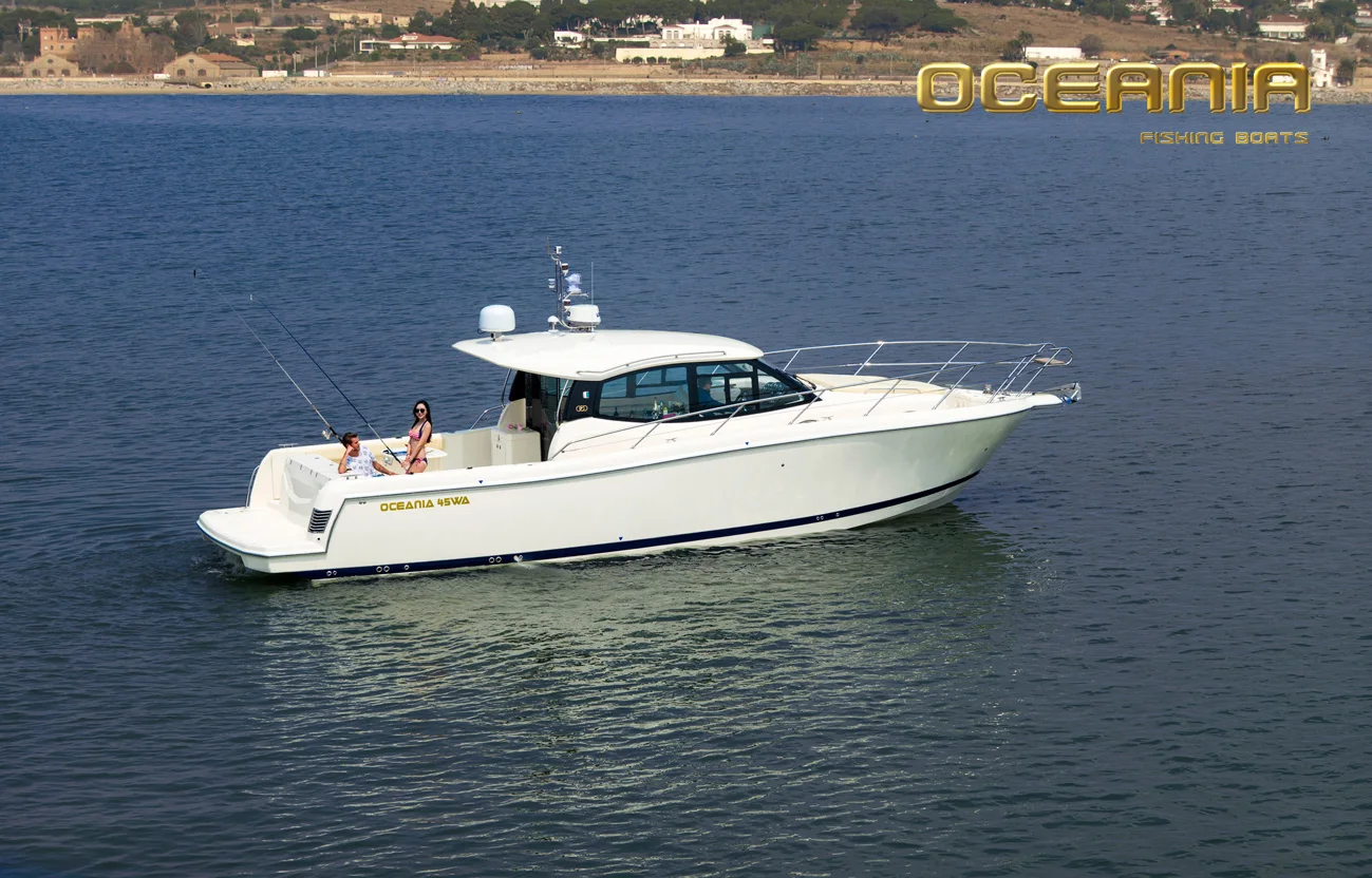 45wa Luxury Sport Fishing Boat Fiberglass Fishing Cabin Yacht Outboard