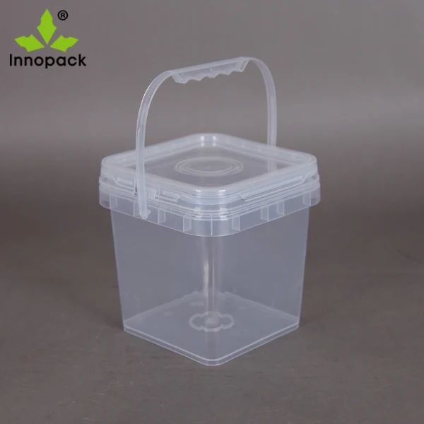 5 L Clear Square Plastic Buckets With Lids With Handles Buy Square