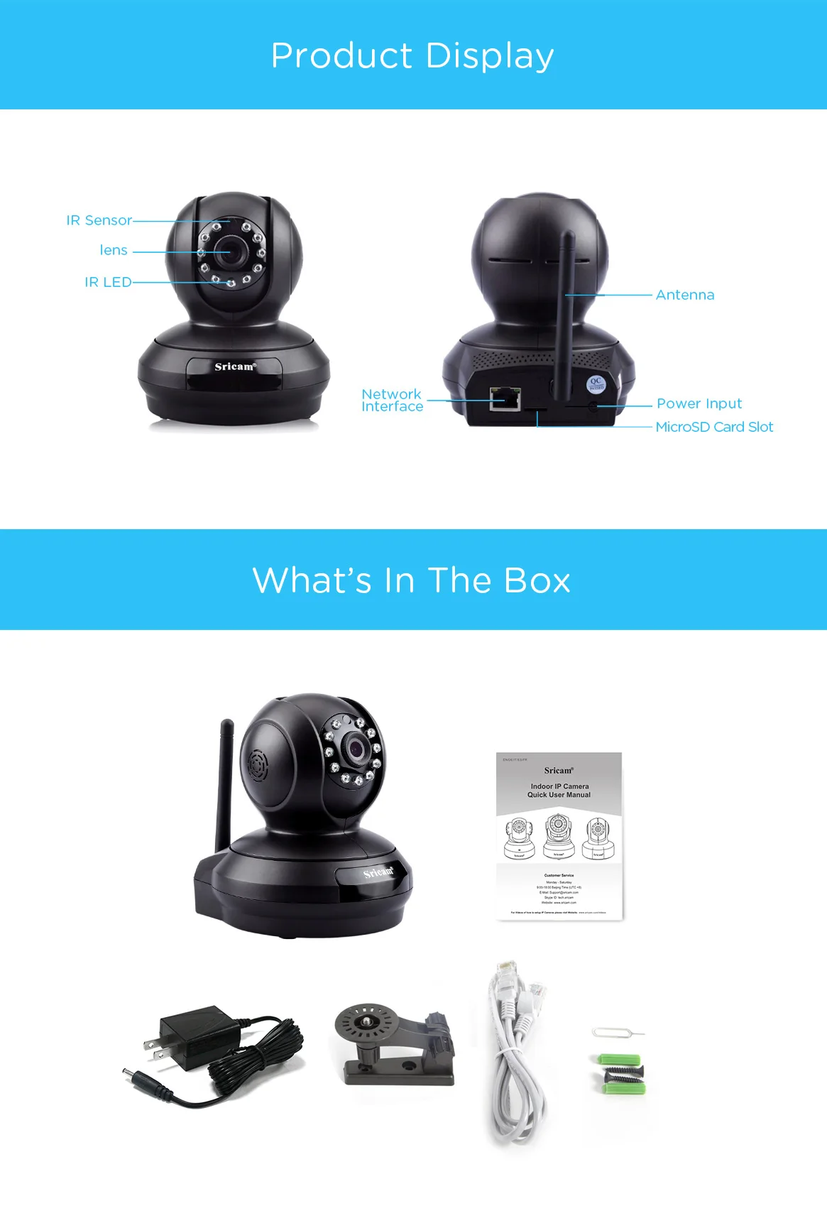 2.0MP Sricam Wireless 1080P IP Camera WiFi Home Security Surveillance Camera