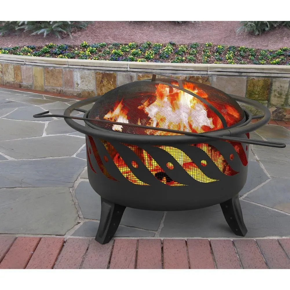 Buy Wood Burning Fire Pit Cooking Grate Spark Guard Poker Firewave