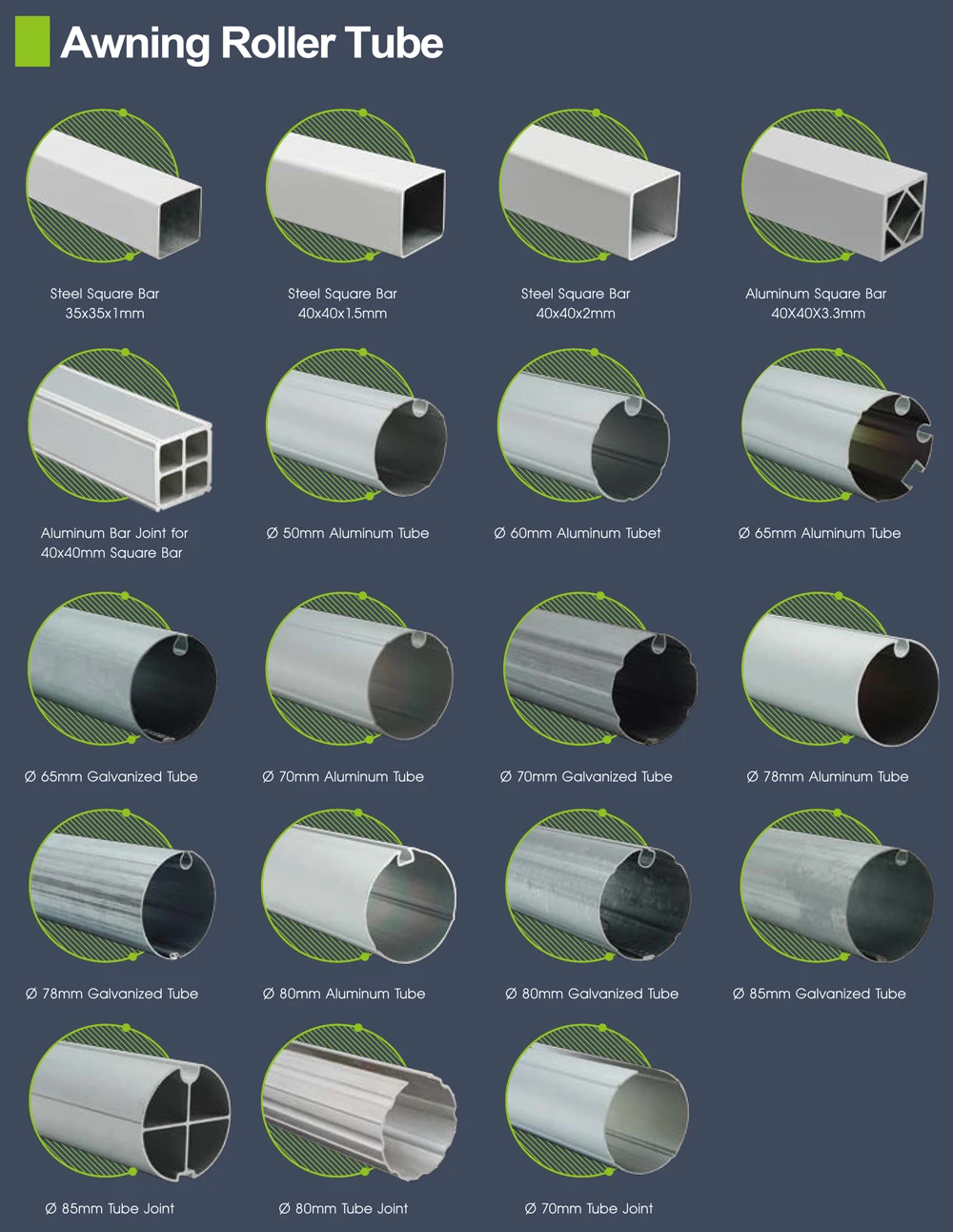 Retractable Awnings Accessories/alumium Awning Parts/aluminum Material