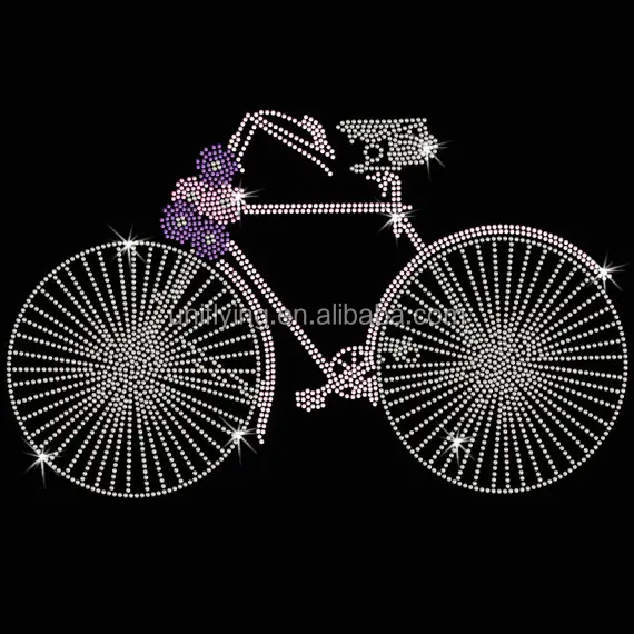 Iron-On Rhinestone Design Grey Motorcycle Live Ride Transfer Biker Bling Motif