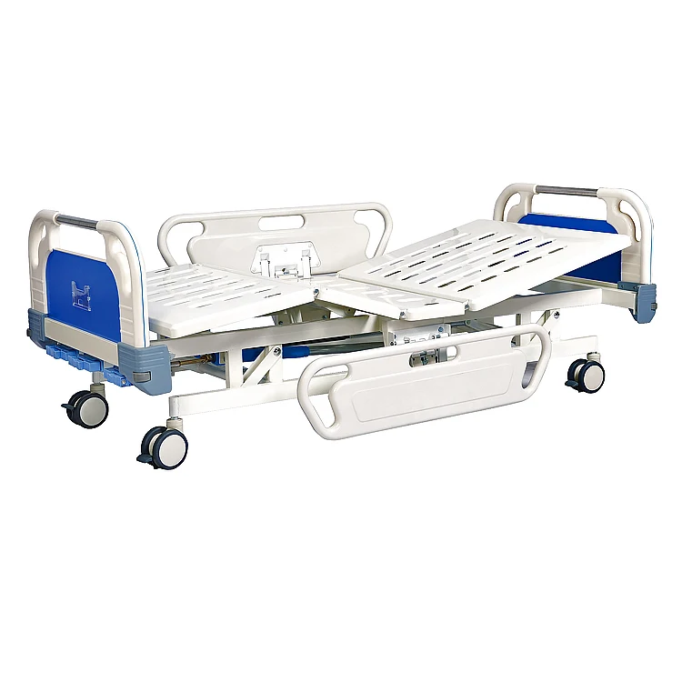 High quality cheap 3 crank manual medical bed with abs guard rail