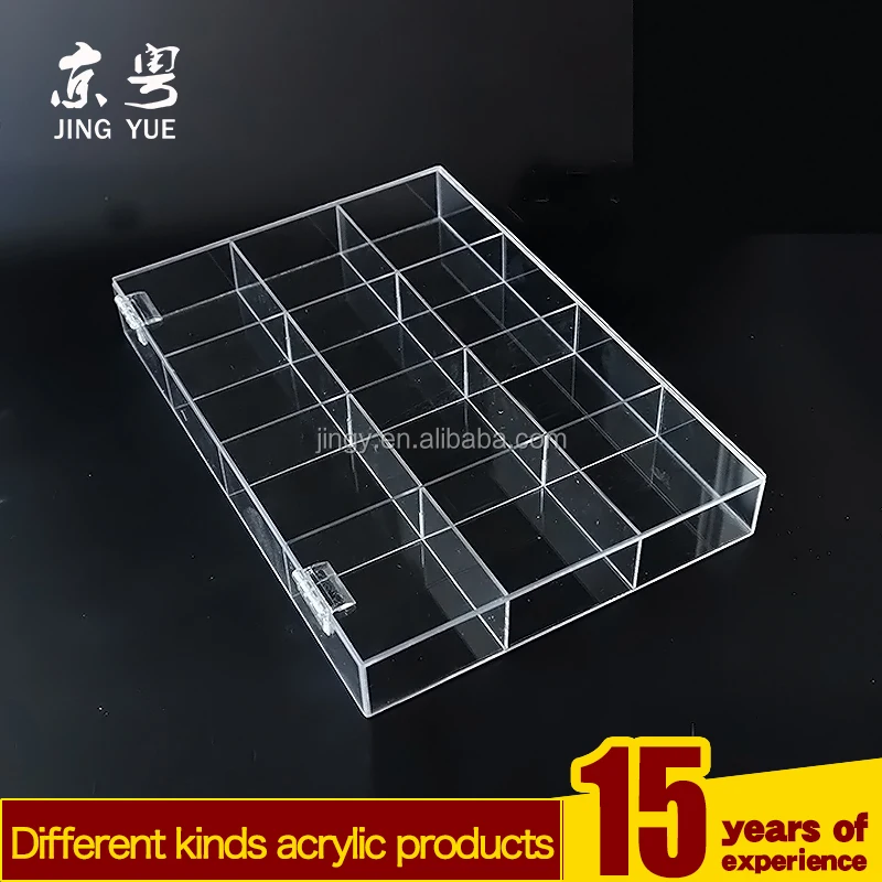 Custom Clear Pmma Plexiglass Plastic Acrylic Divided Box With 12