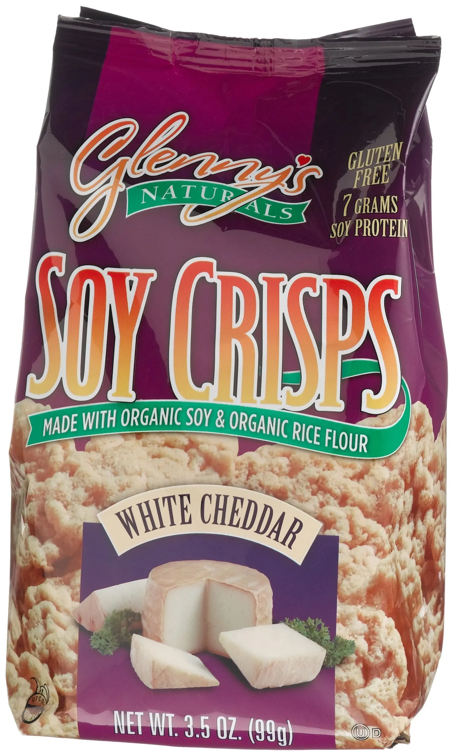 Glenny's Soy Crisps, White Cheddar, 3.5-Ounce Bags (Pack of 6)
