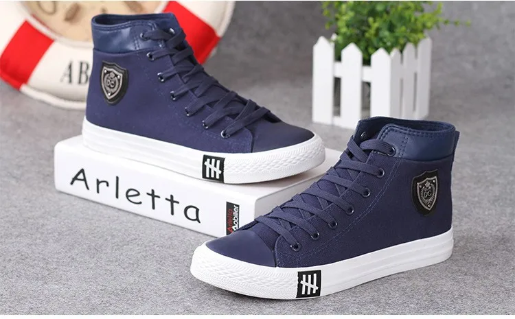 2016 New Spring/Autumn Men Casual Shoes Breathable Black High-top Lace ...