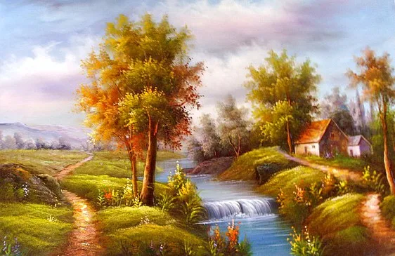 Terrific Artwork Handmade Beautiful Scenery Oil Painting On Canvas Ct ...