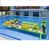 Happy Island Factory Direct Sales Plastic Green and Yellow Jungle Inflatable Pool Float Obstacle Course for Kids