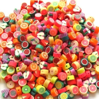 Polymer Clay Fruit Slices Loose Beads Flat Polymer Clay Fruit Beads For ...