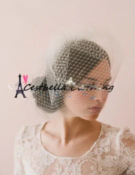 White Flower Bridal Birdcage Face Veil With Combs Popular Cheap Hair