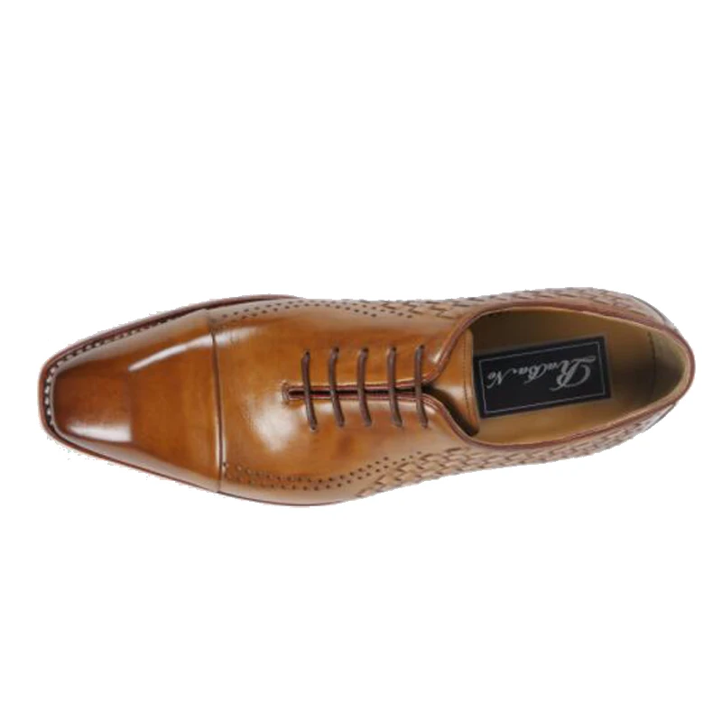 Luxury Leather Dress Shoes Bespoke Men Goodyear Welted Shoes Hand Painted Full Leather Dress