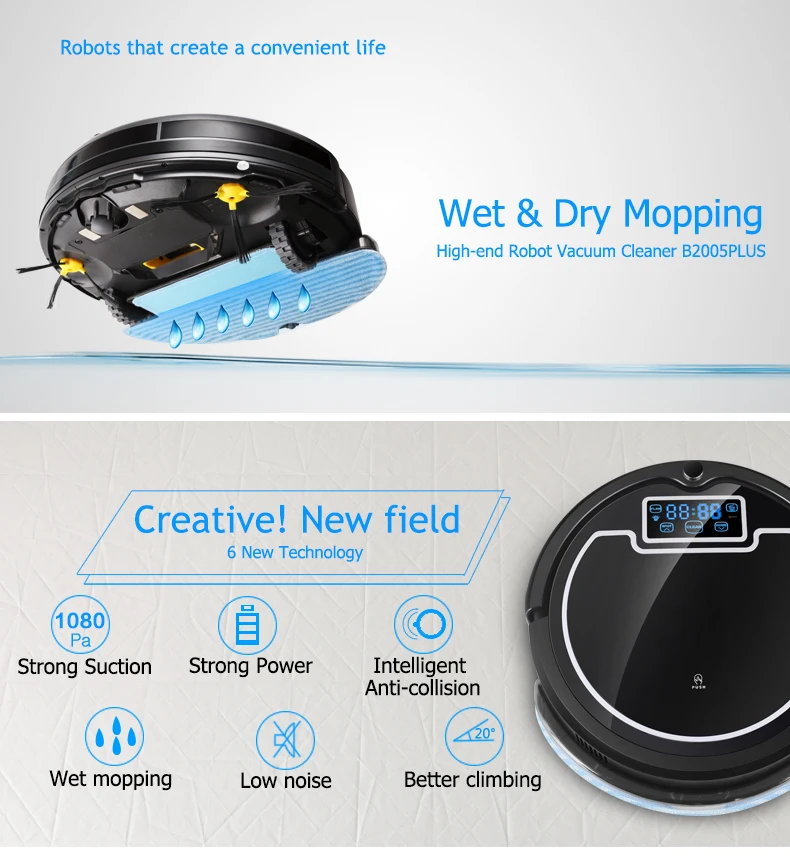 B2005 Plus self-adjusting cleaning system vacuuming sweeper robot From m.alibaba.com