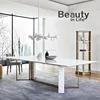 JF110 Creative conference table six people rectangular dining table gold legs white marble top latest luxurious home furniture