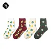 Korean Ankle Fresh Fruits Socks Lemon Avocado Pineapple Cherry Blueberry Orange Gardenias Banana Flamingos Plumerias
