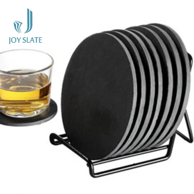 Natural Round Slate Bulk Bar Coasters Wholesale Buy Wine Coasters