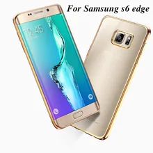 original case for samsung galaxy s6 edge s 6 g925 by rose gold plating tpu transparent ultra slim clear soft fashion phone cover