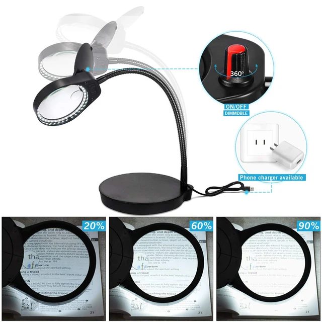 2 In 1 Desktop Magnifier Led Desk Lamp With 5x Lens Bright Light Tool  Repair Tools Magnifiers Loupe Magnifying Glass - Magnifiers - AliExpress