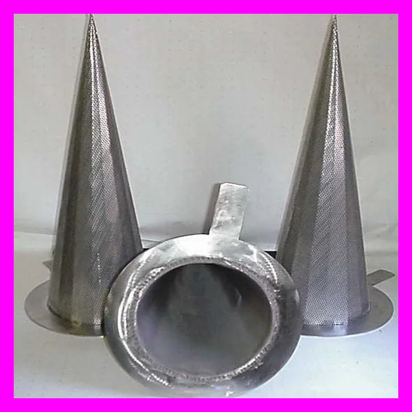 steel heavy duty perforated cone type mesh liner strainers