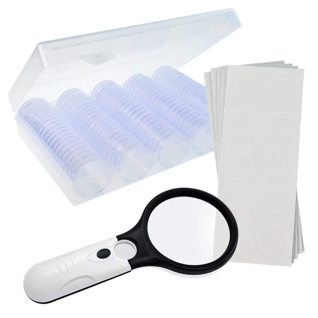 Magnifier glass 30X /& 60X Lens with LED White /& Blue Light Coin Identifying New