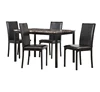 Best seller 5 piece modern marble dining table set with faux leather chairs