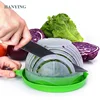 2019 New Products Plastic Kitchen Gadget Fruit & Vegetable Tools Manual Chopper Easy Salad Maker Cutter Bowl with Lid