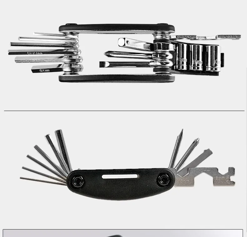 16-in-1 Bicycle Multi-Tool Set | 16 Tool Set - Portable And Practical | Multifunctional And Foldable - For Quick Road Repairs | Black