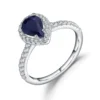 Abiding Classic Natural Blue Sapphire Engagement Finger Ring Diamond Silver Wedding Jewelry Rings