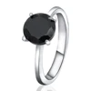 POLIVA Classic Simple Silver 925 Multi-Color Black Diamond Solid Rhodium Plated CZ Rings