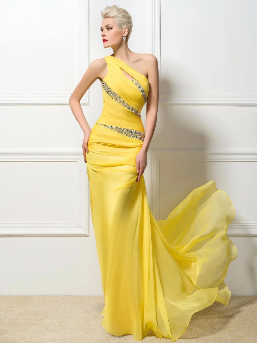 robe jaune soirée
