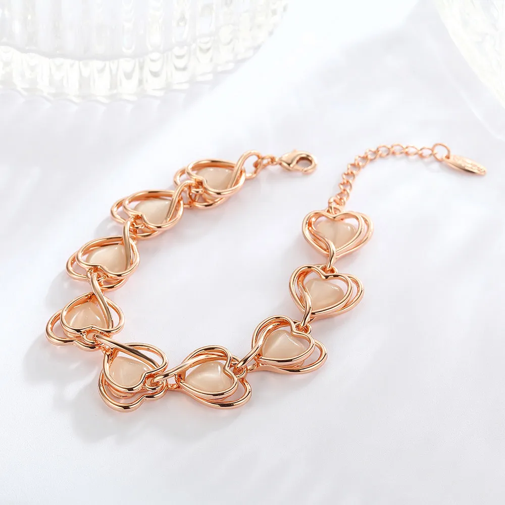 Viennois Romantic Rose Gold Color Heart Bracelets & Bangles For Women ...