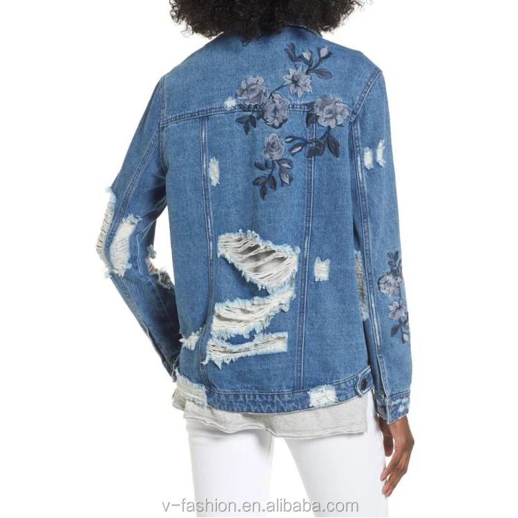 winter floral denim jacket