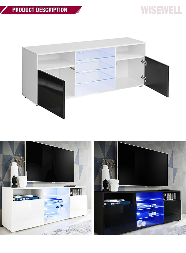 W-TV-1460 Wooden living room furniture Modern LED  high glossy MDF TV cabinet design