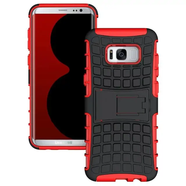 shockproof TPU+PC 2in1 tire pattern bracket cover phone case For Samsung Galaxy S8 S8 Plus