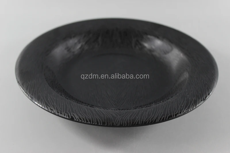 Black Plastic dinner plate Embossment deep dishes