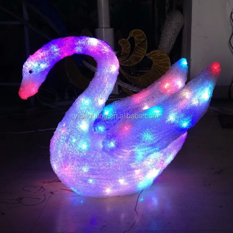 Acrylic Rgb Decorative Christmas Lighted Swan For Outdoor Decoration Buy Lighted Swan For