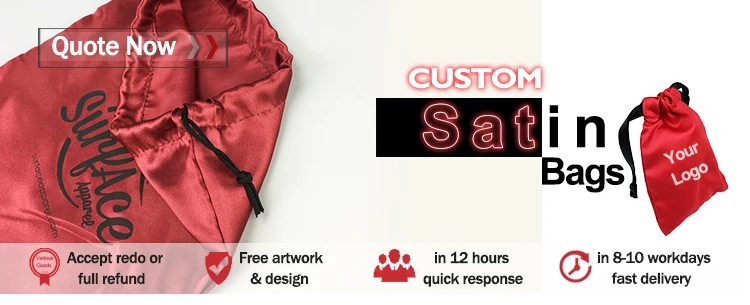 custom cheap pouch satin drawstring bag with china factory
