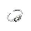ZXYR0138 Korean fashion S925 sterling silver double line knotted retro simple cuff gift party activity ladies ring