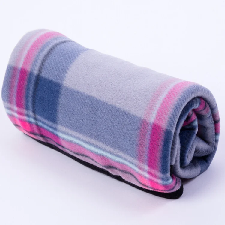 portable Plush fleece pillow blanket wholesale knitted plaid blanket with travel portability