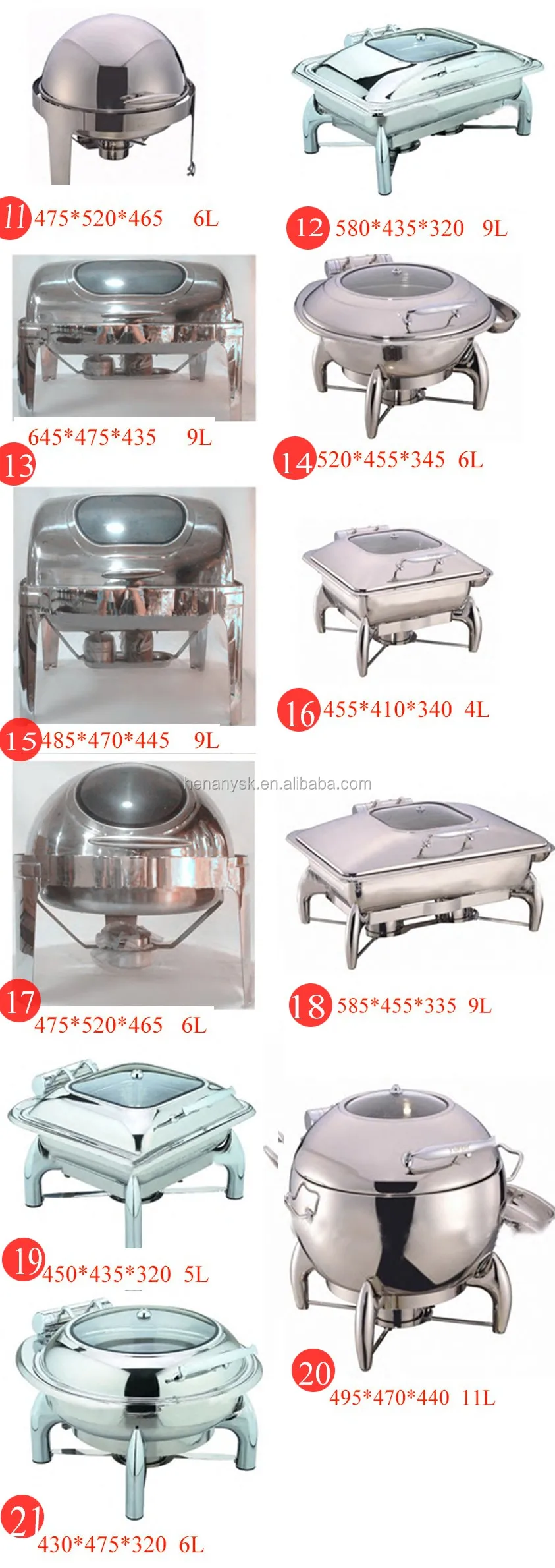 WH60LC Cheap Glass Cover Advanced  Stainless Steel 6L Meal Stove Buffet Stove Pot Boiler Buffet Food Warmers